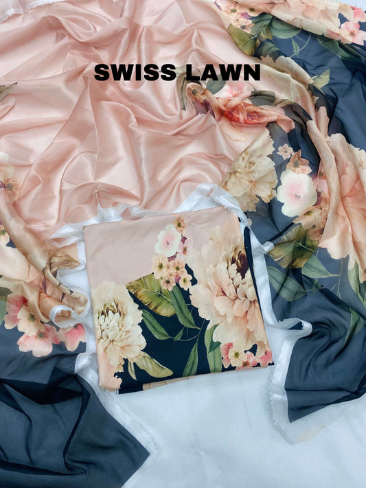 SWISS LAWN ROSES WITH BLACK
