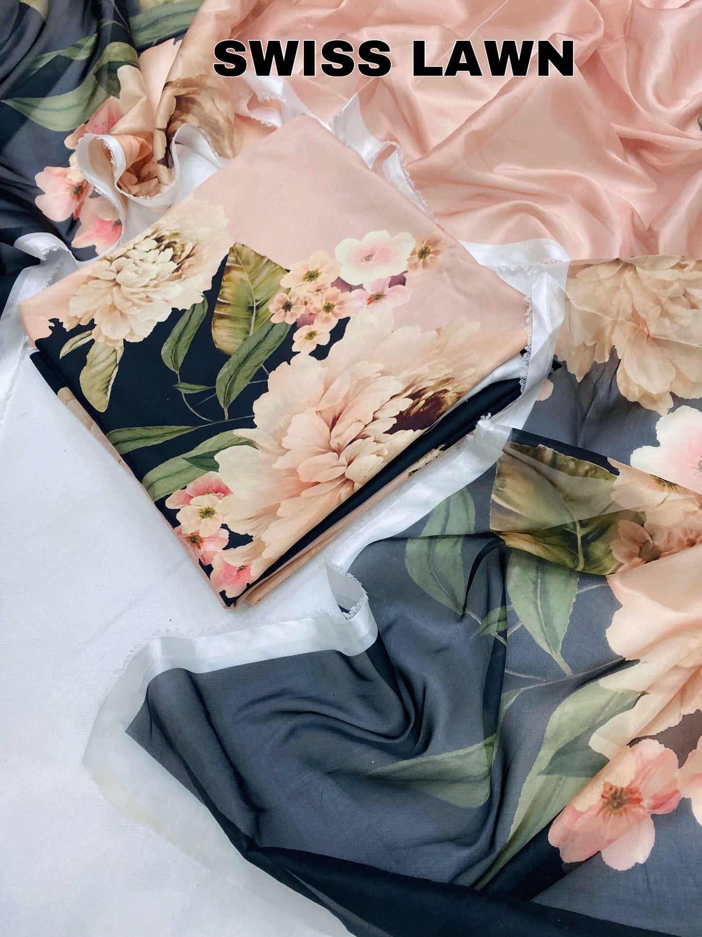 SWISS LAWN ROSES WITH BLACK