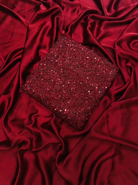 MAHROON SEQUENCE SILK SAREE