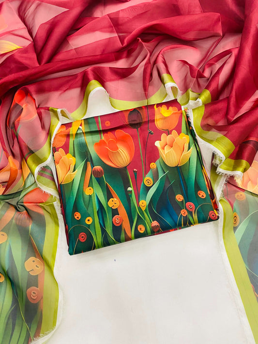 CHINA SILK 3D MAHROON