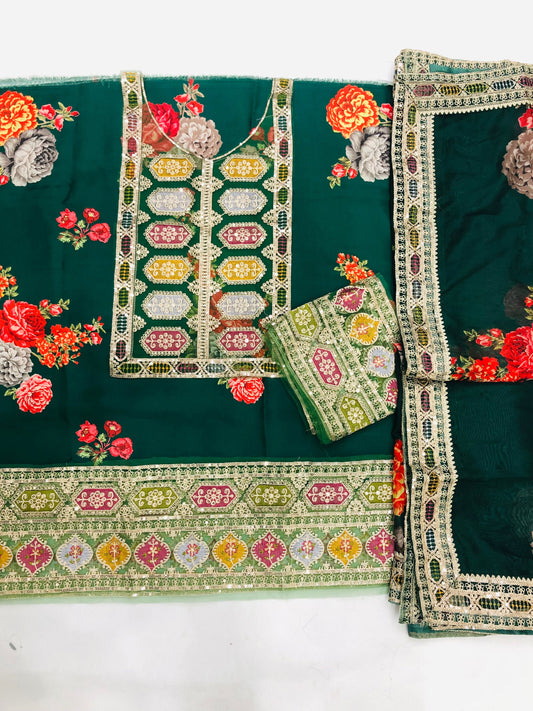 ANEELA GREEN LUXURY SILK DRESS