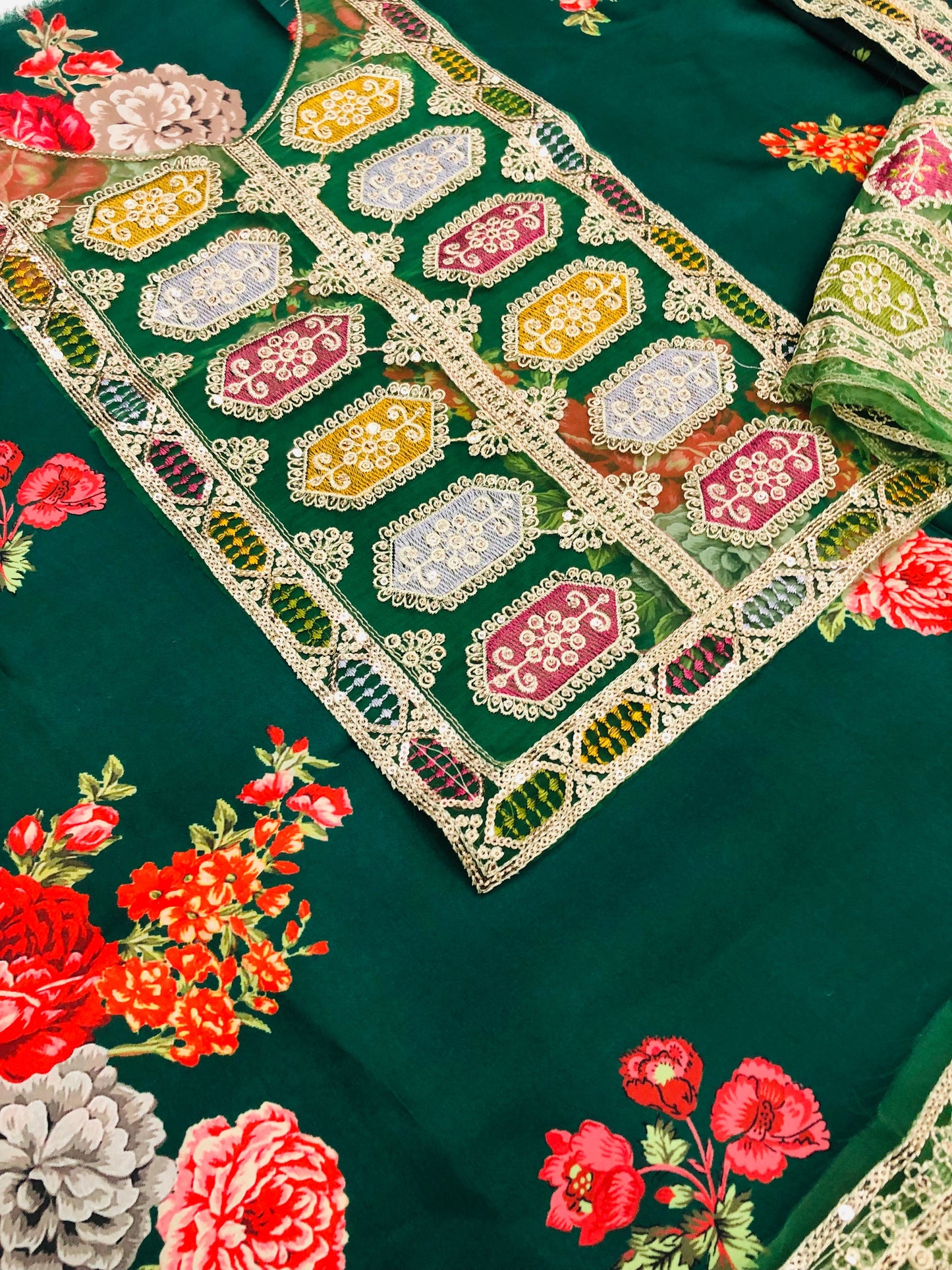 ANEELA GREEN LUXURY SILK DRESS