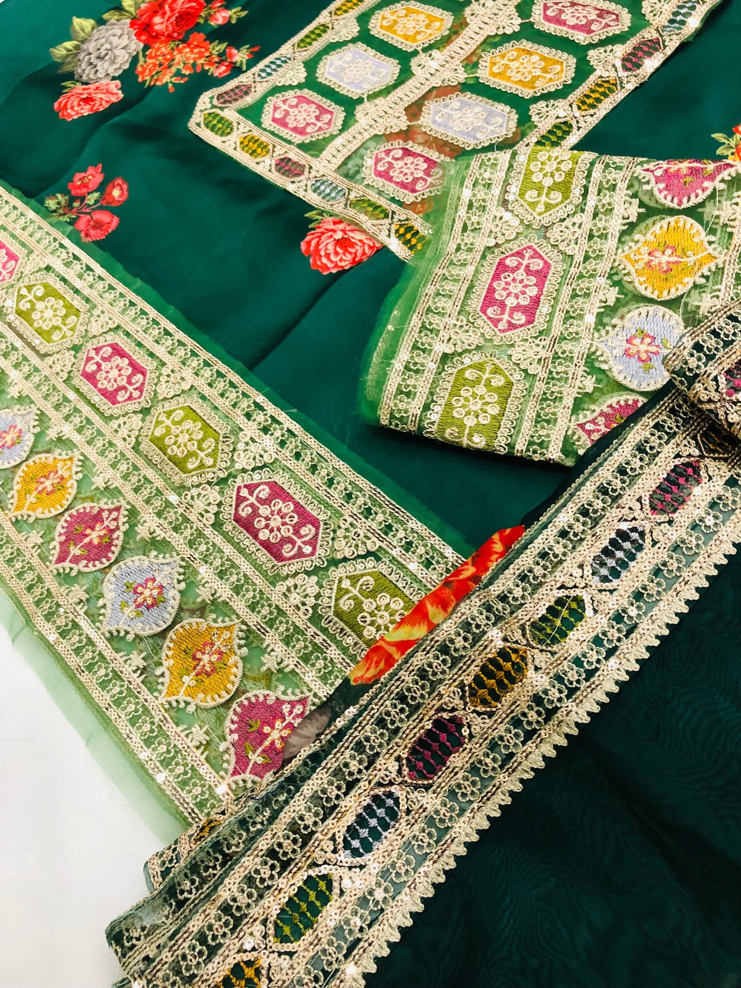 ANEELA GREEN LUXURY SILK DRESS