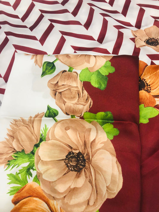 PREMIUM ZIGZAG MAHROON MULTI SILK