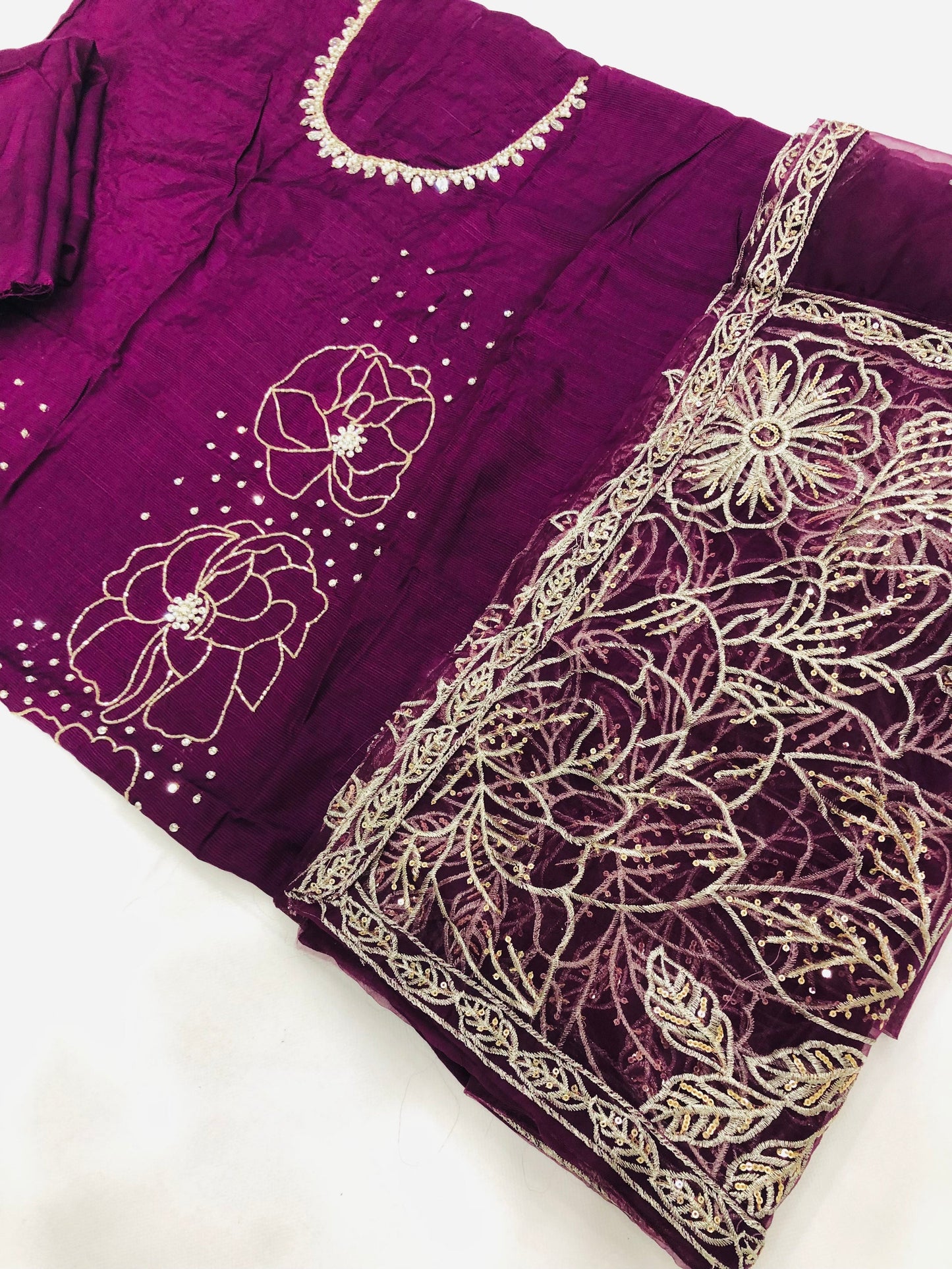 RAW SILK PURPLE HAND MADE