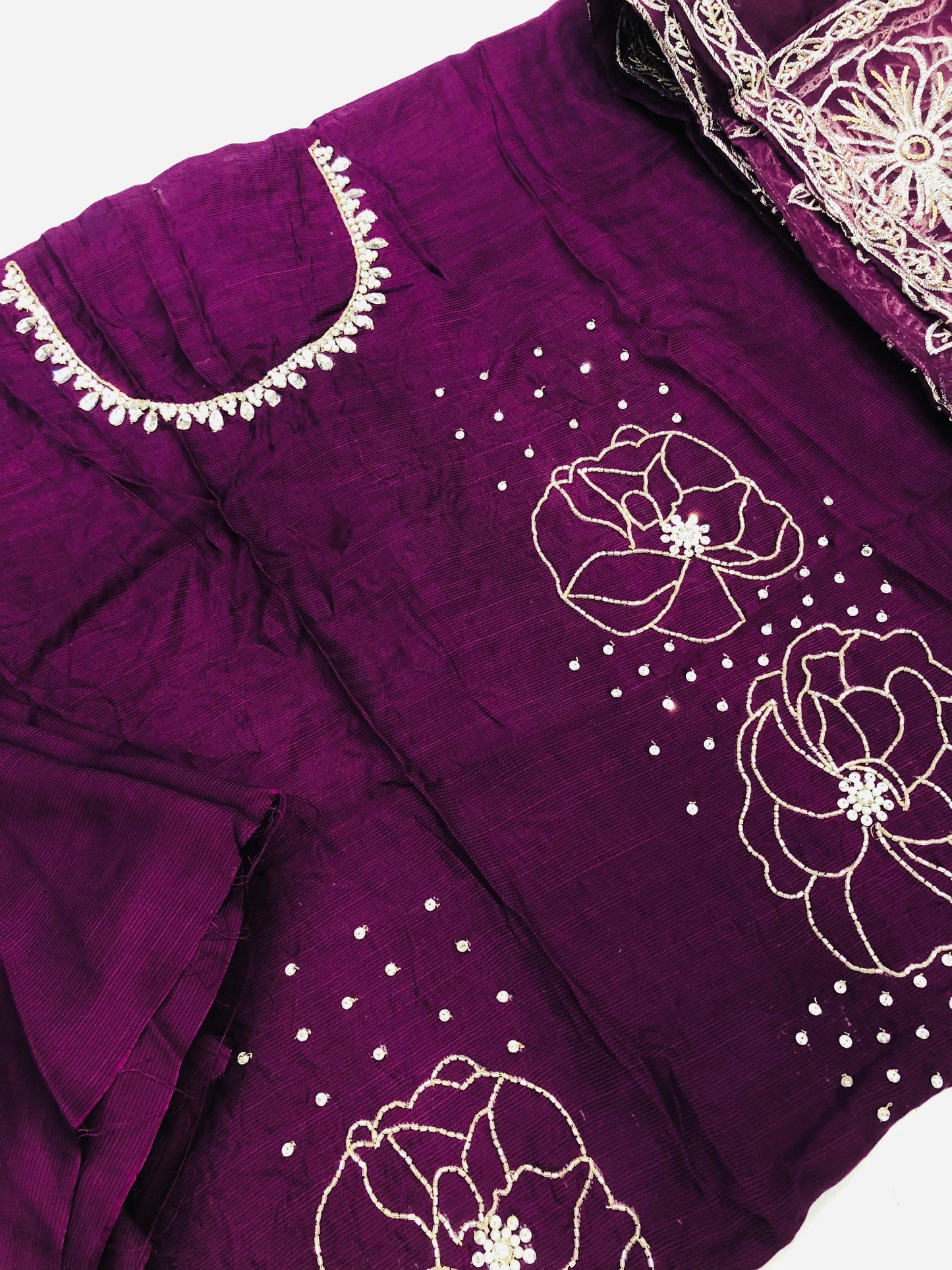 RAW SILK PURPLE HAND MADE