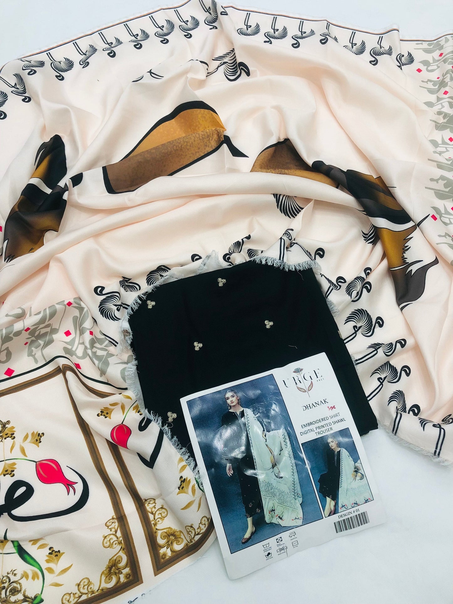 DHANAK BY ZARA BLACK WITH ARABIC SHAWL