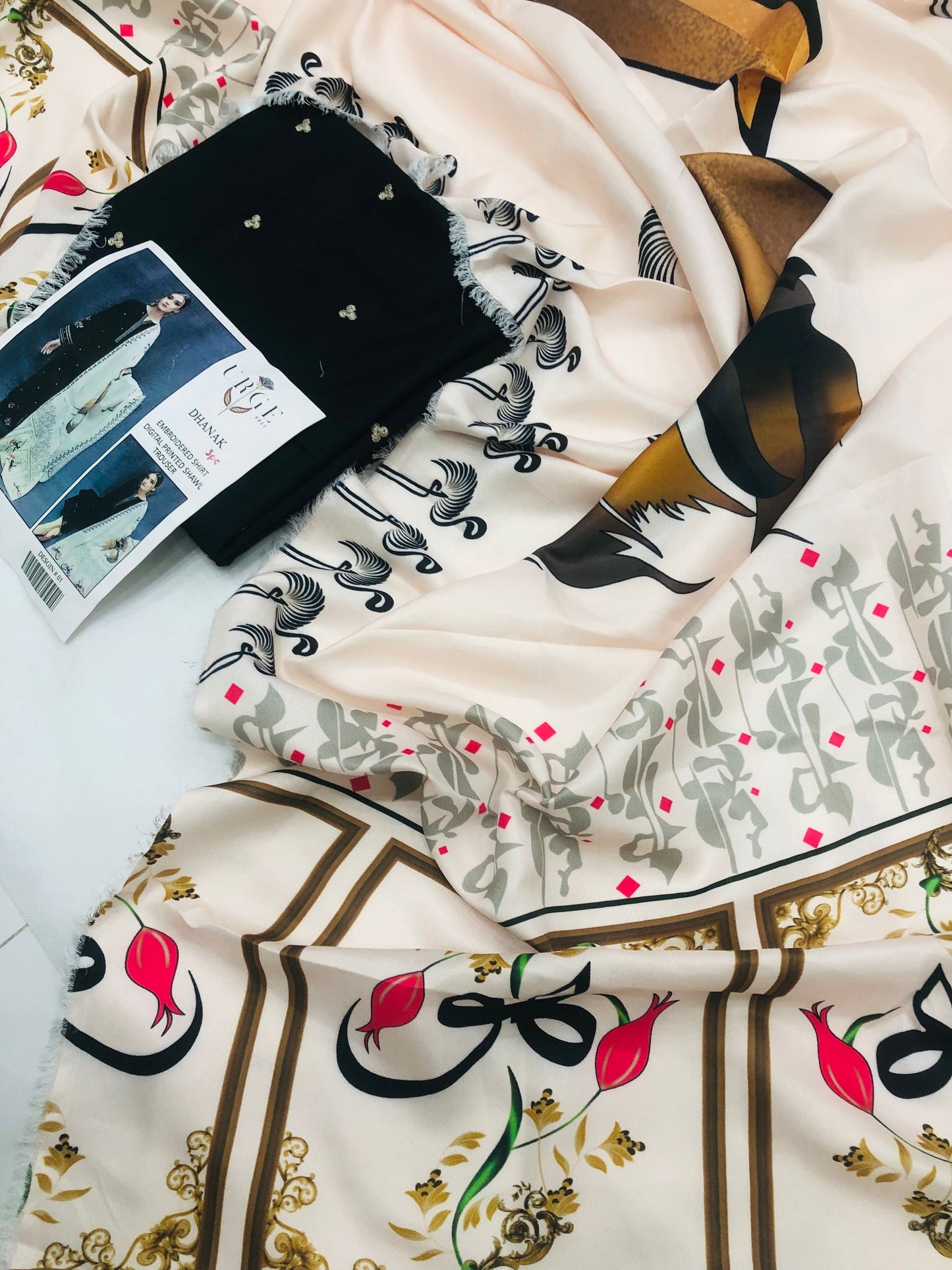 DHANAK BY ZARA BLACK WITH ARABIC SHAWL