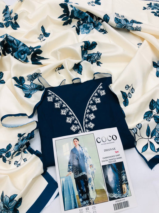 COCO ZINC DHANAK WITH PRINTED SHAWL