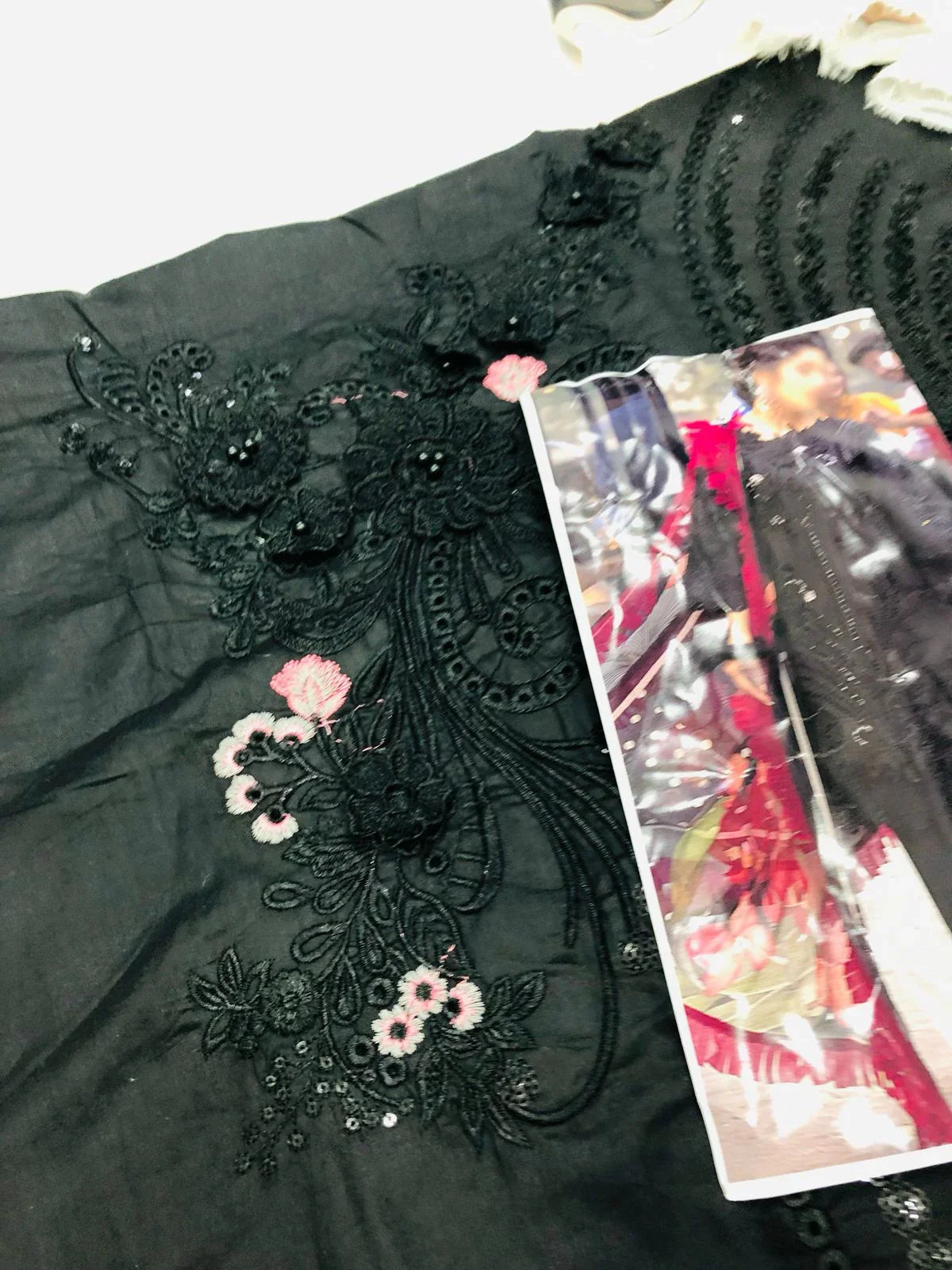 BAREEZE BLACK 3D CHICKEN KARI LAWN - SR FABRICS