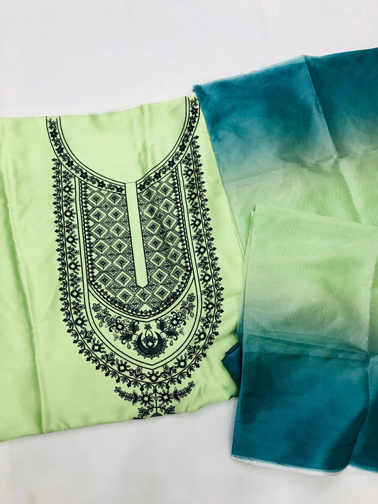 CHINA SILK AQUA DRESS - SR FABRICS