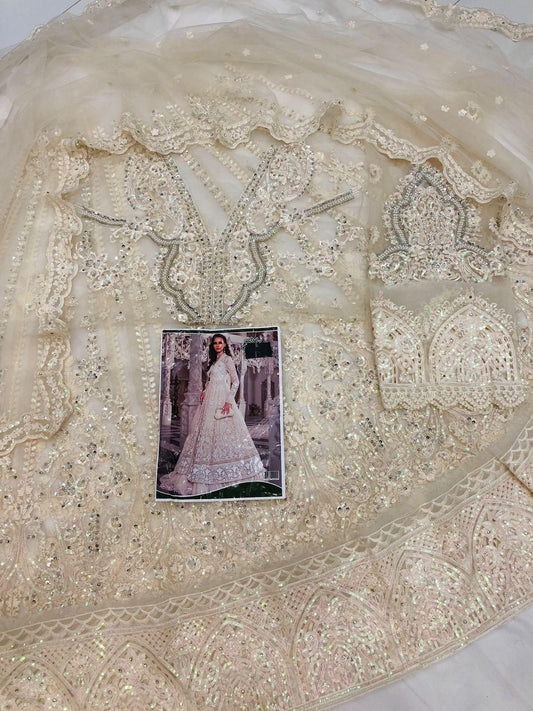 CREAM WHITE HEAVY NET MAKSI - SR FABRICS