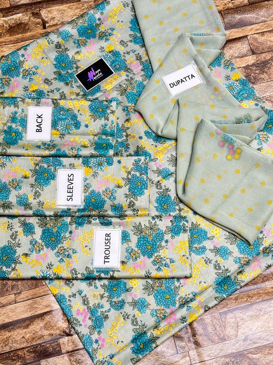 MB SEA FLOWERS PRINTED LAWN - SR FABRICS