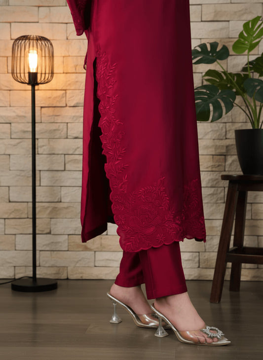 MAHROON 004 ZINDA SILK PRET