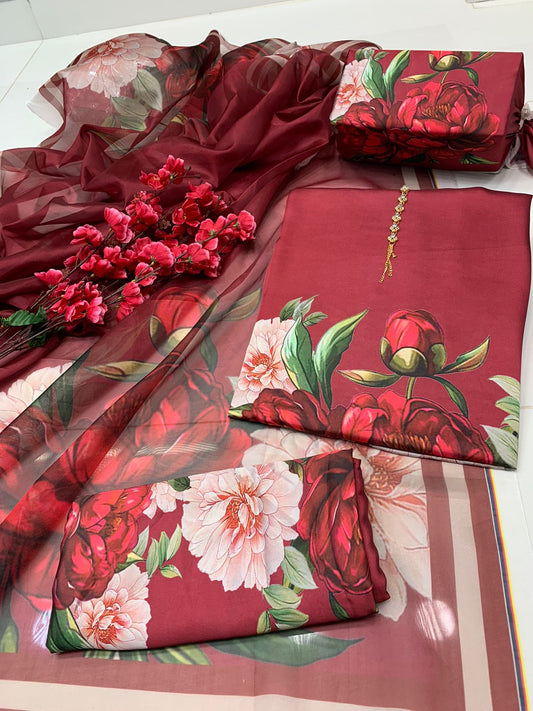CHINA SILK MAHROON ROSE