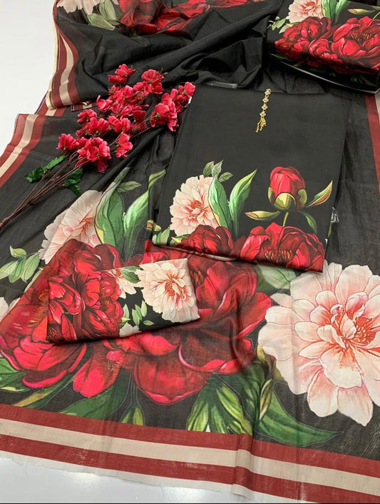 CHINA SILK BLACK ROSE