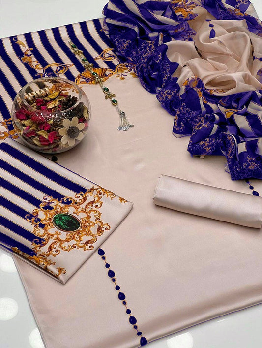 LOTUS WITH BLUE SILK DRESS