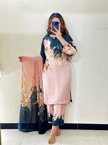 ROSES WITH BLACK CHINA SILK