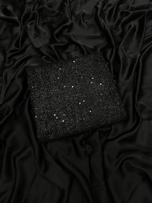 BLACK SEQUENCE SILK SAREE