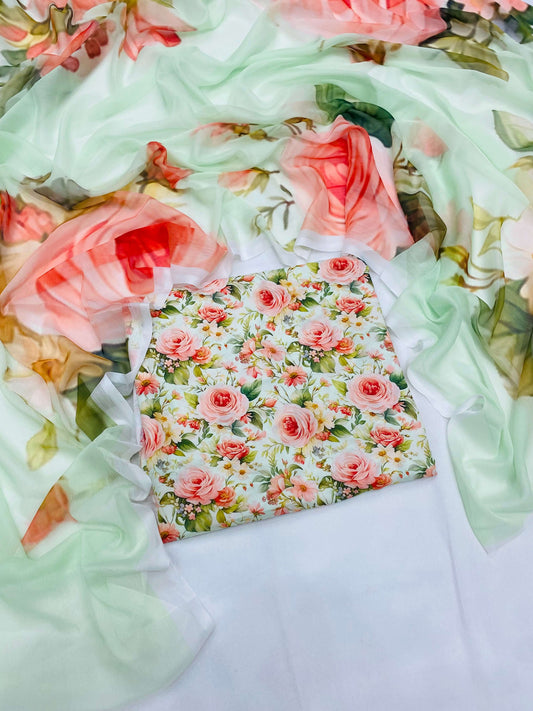 SWISS LAWN AQUA FLOWERS