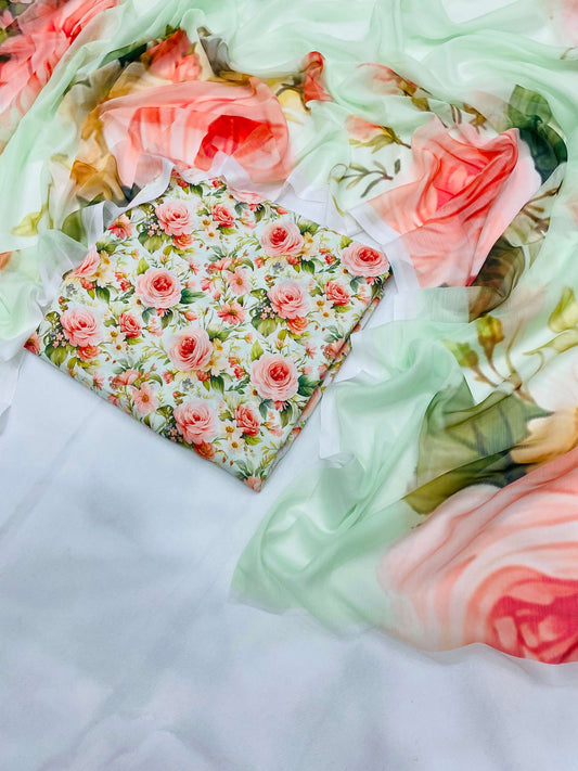 SWISS LAWN AQUA FLOWERS