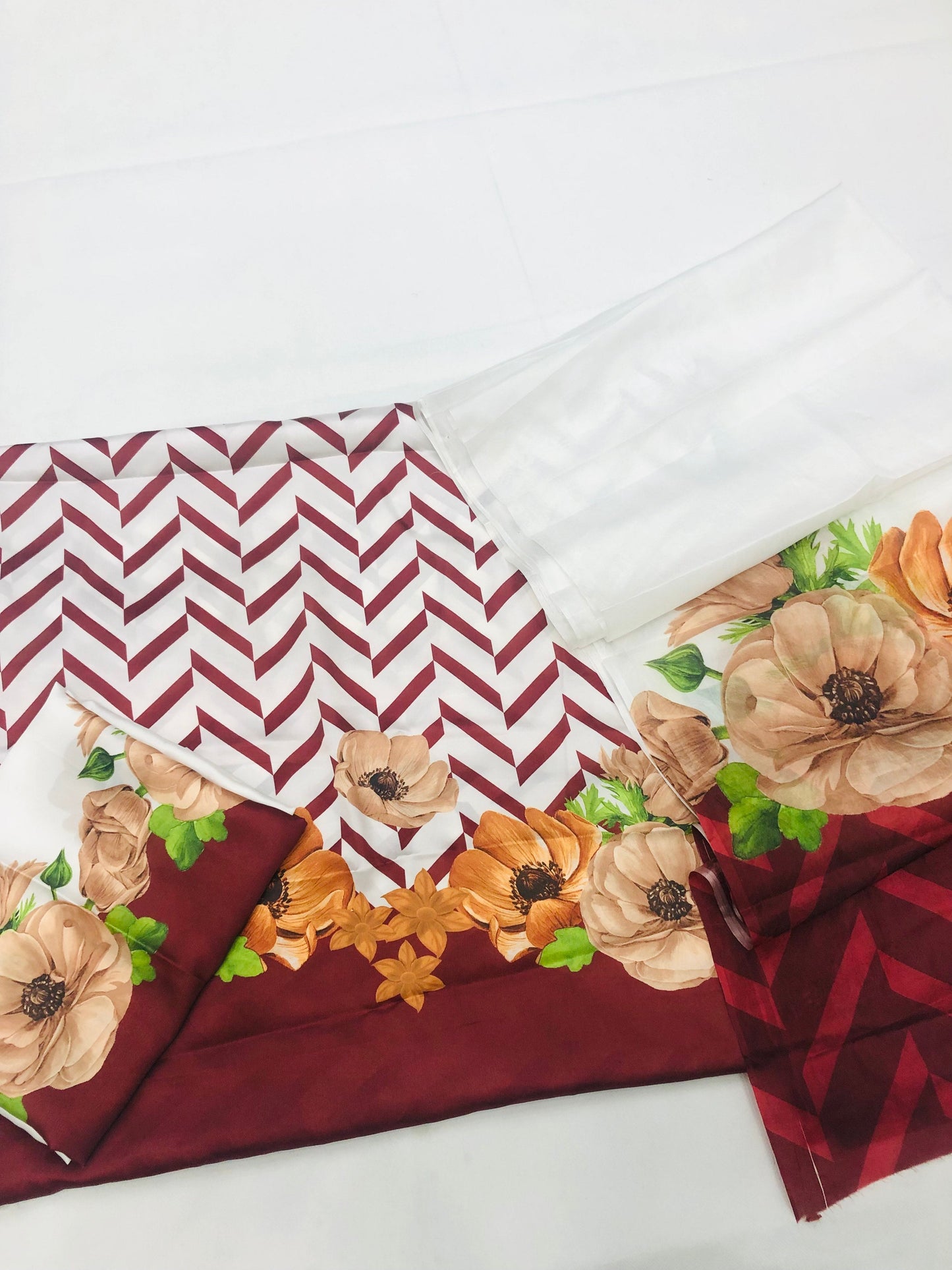 PREMIUM ZIGZAG MAHROON MULTI SILK