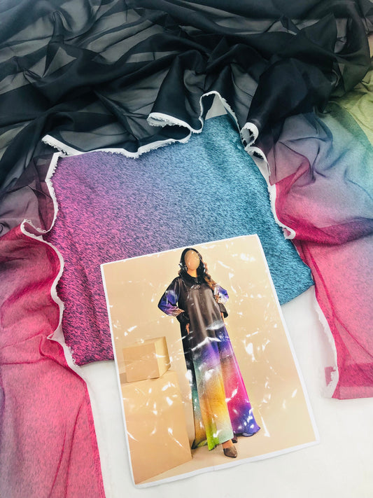 CHINA SILK RAINBOW PRINTED DRESS