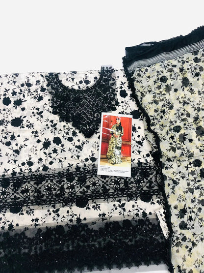 ANEELA SKIN BLACK LAWN - SR FABRICS