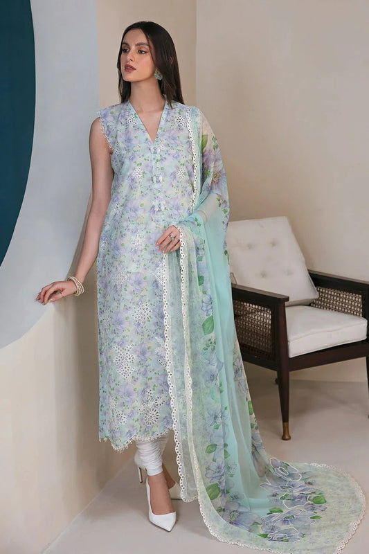 BAROQUE AQUA CHICKEN KARI LAWN - SR FABRICS