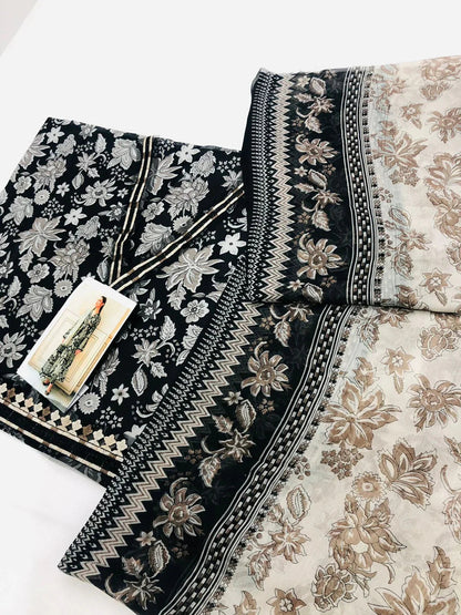 BAROQUE BLACK FLOWERS LAWN - SR FABRICS