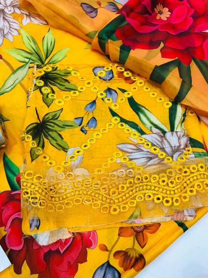 BAROQUE YELLOW LAWN - SR FABRICS