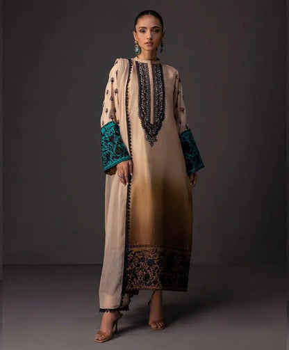 CHINA SILK MUSTARD DRESS - SR FABRICS