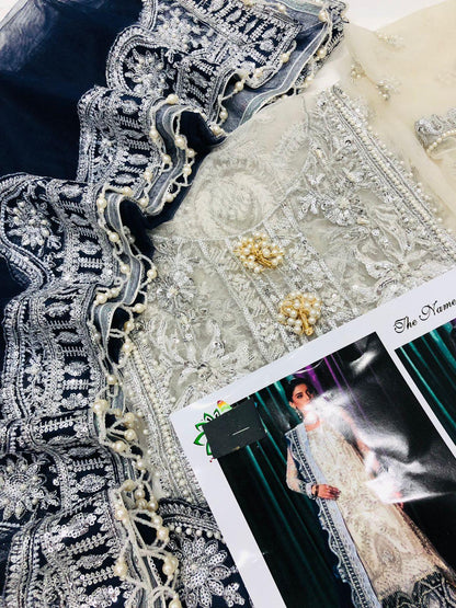 (M N M) WHITE AND BLUE - SR FABRICS