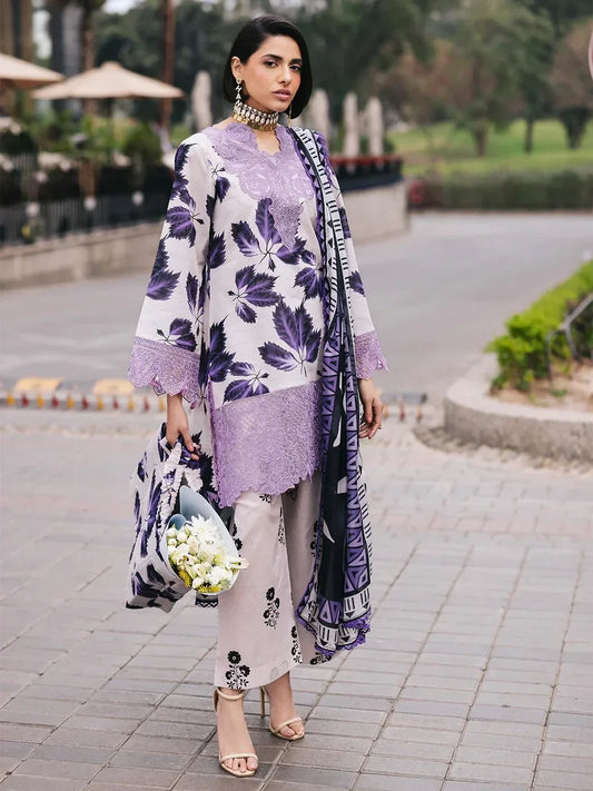 MAHNUR LILAC LAWN - SR FABRICS