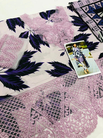 MAHNUR LILAC LAWN - SR FABRICS