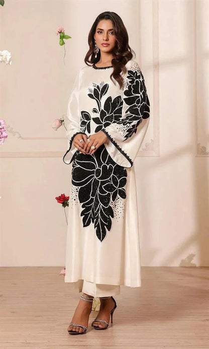 NOMI ANSARI WHITE SILK DRESS - SR FABRICS