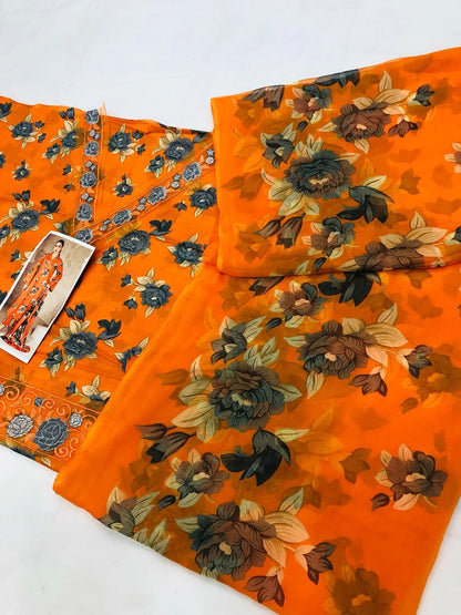 ORANGE LL DIGITAL LAWN - SR FABRICS