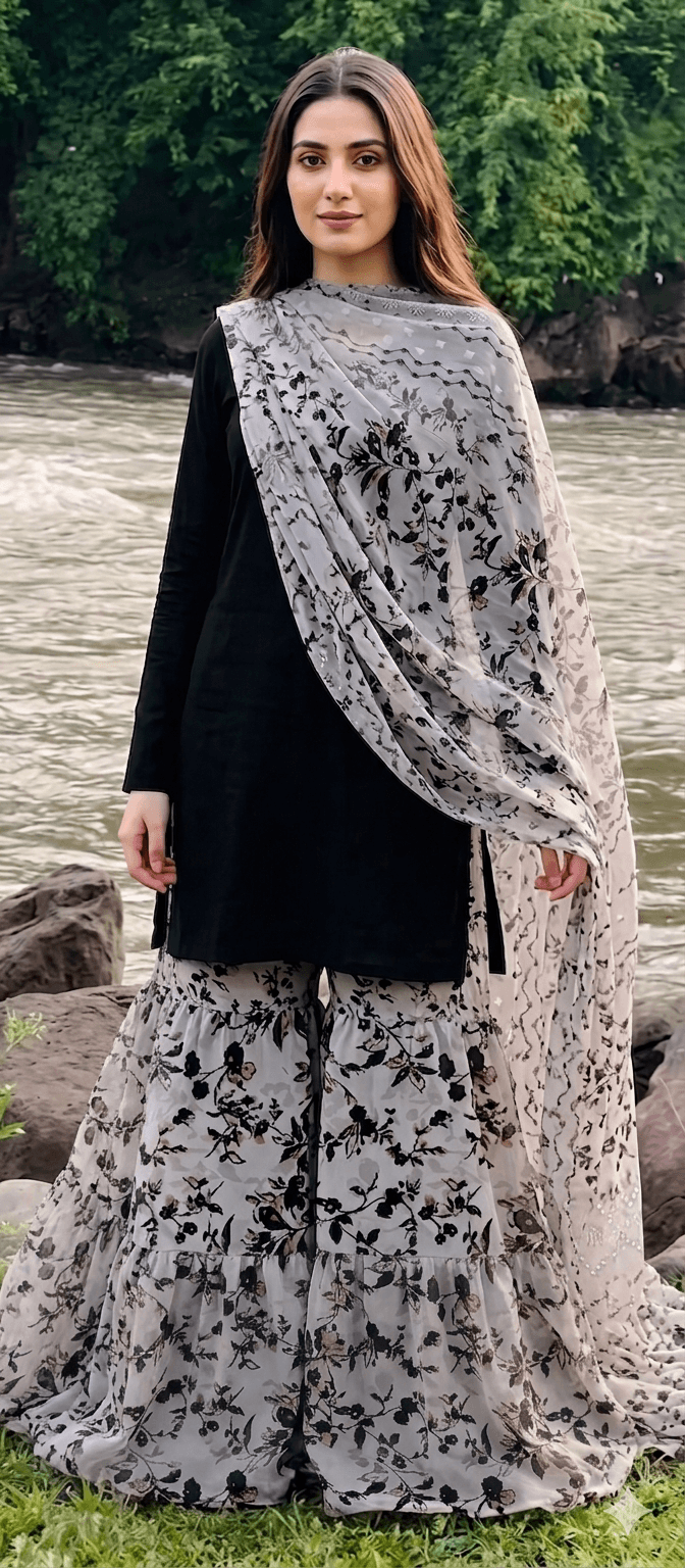 SWISS LAWN DRESS WITH GARARA 3PC